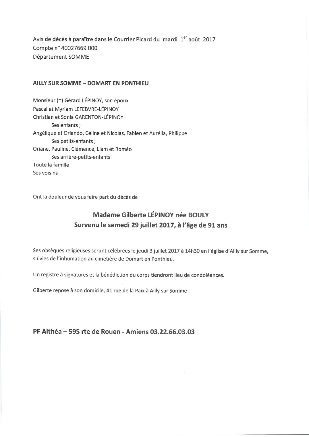 Deces De Madame Gilberte Bouly 29 07 17 Fr Be Annonce