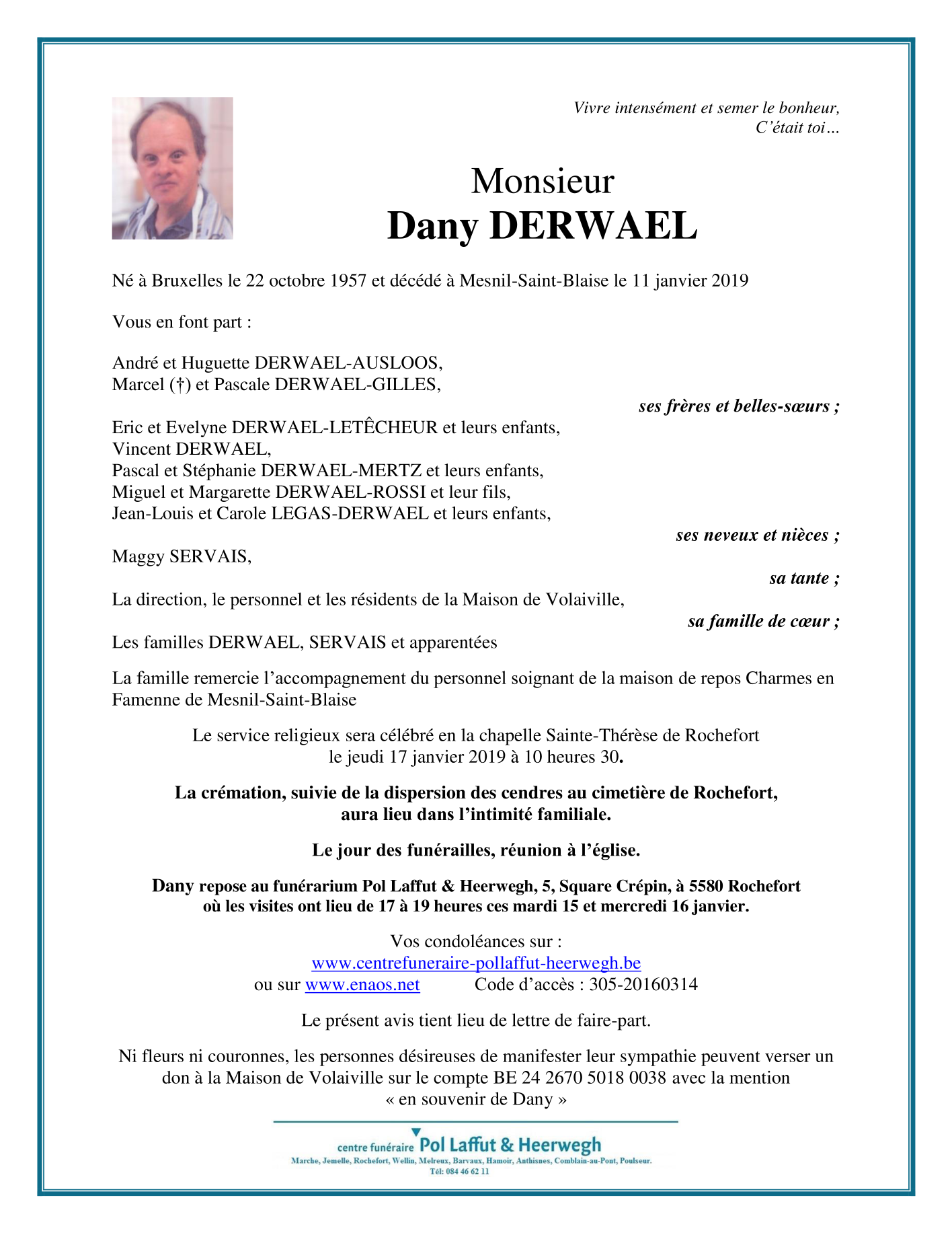 Avis De Décès Pompes Funèbres Generales St Pol-sur-ternoise