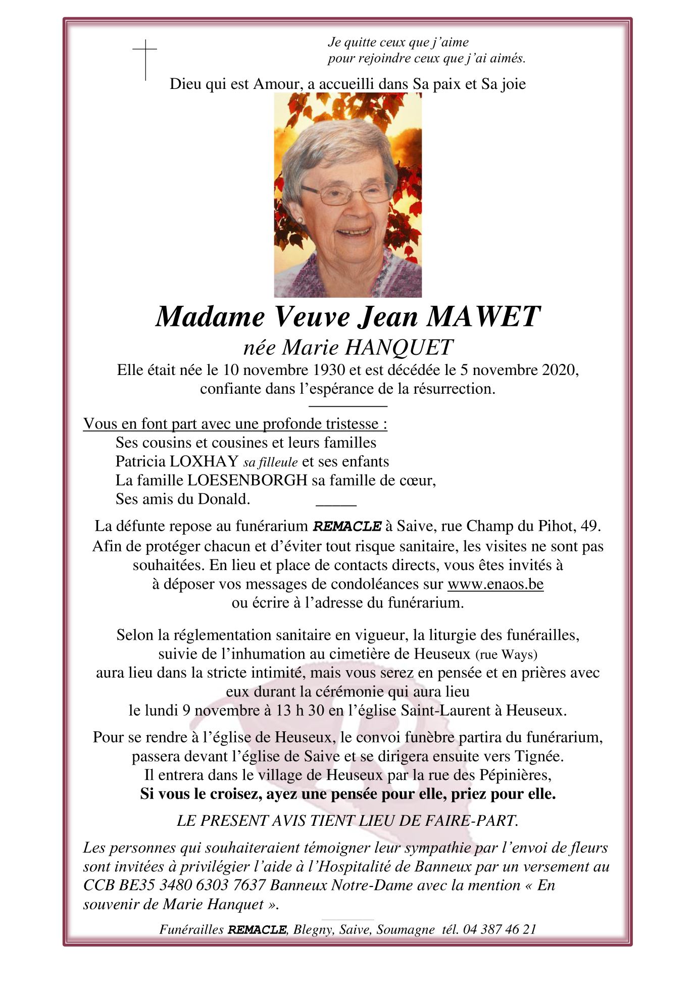 Avis De Décès Pompes Funèbres Générales Maubeuge