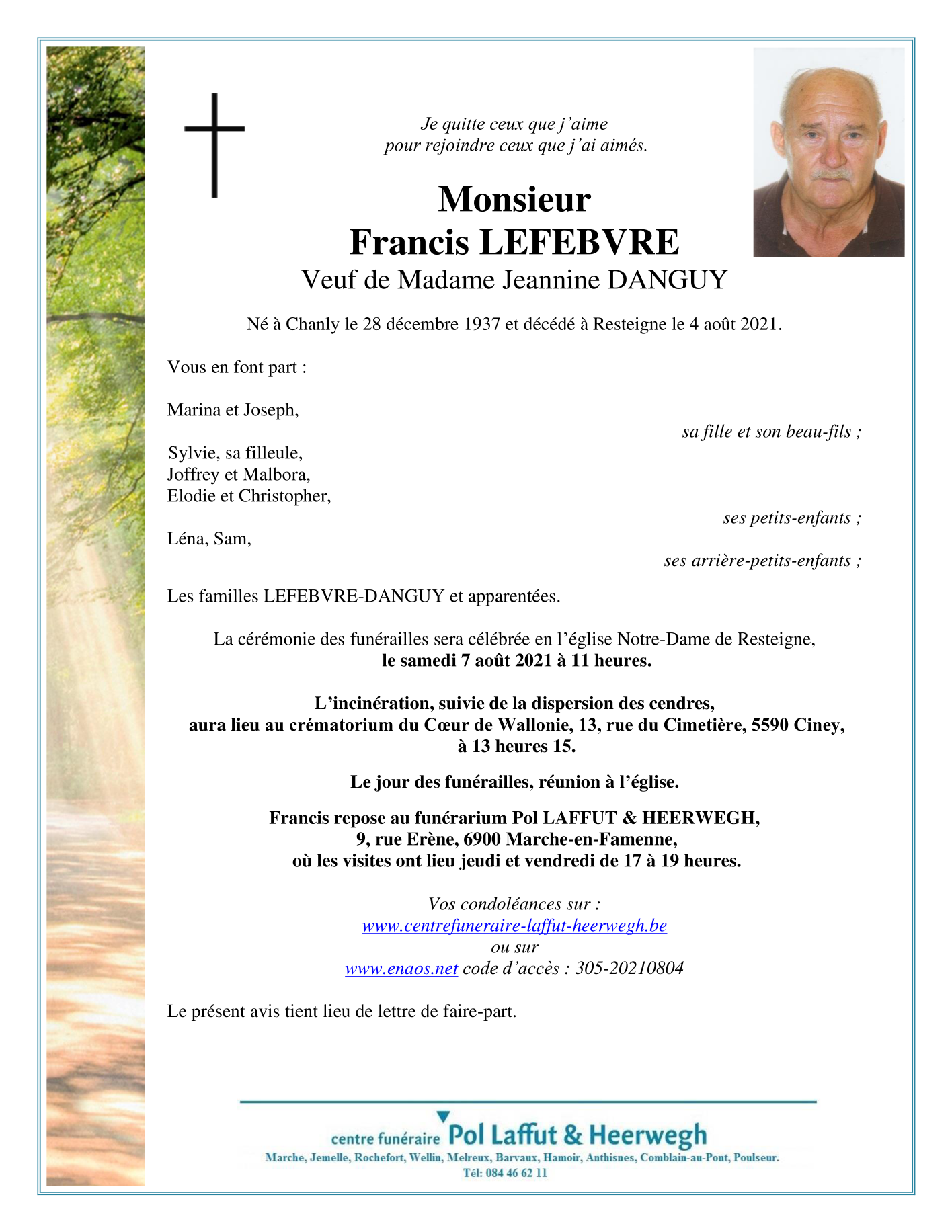 Pompes Funebres Lefebvre Grandvilliers Avis De Deces